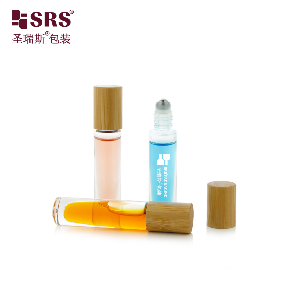 Wholesale Factory Price 5ml 10ml Custom Painting Metalized Glass Roller Bottle With Bamnoo Cap